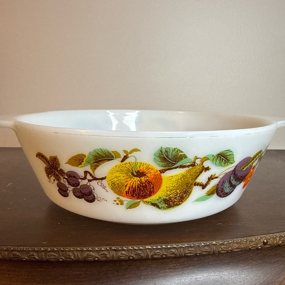Vtg 1960's JAJ PYREX Kent Orchard  England Dish 513 Autumn Fruit | NO LID